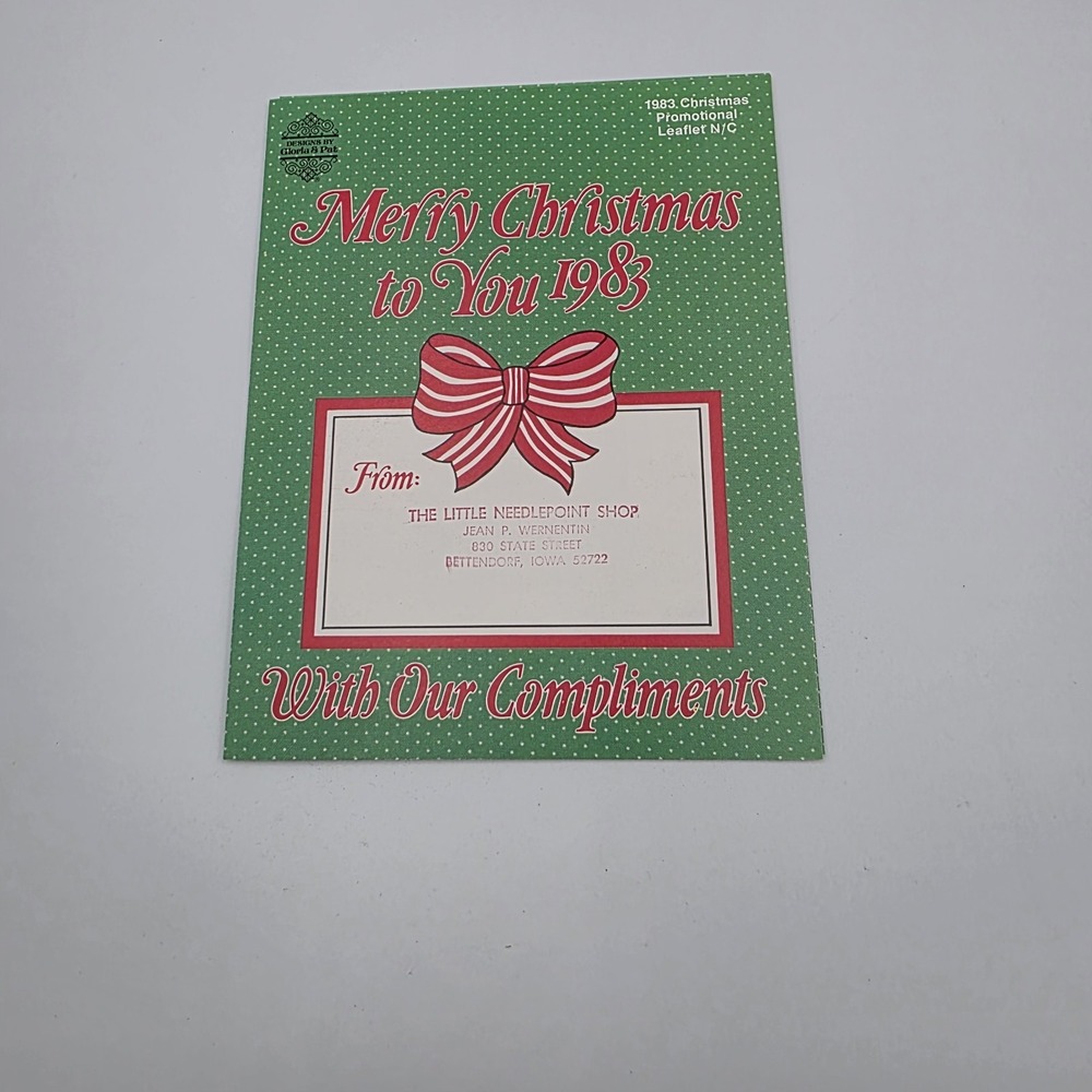 1983 VTG Promotional‎ Pamphlet Mini Holiday Counted Cross Stitch Aida 2.5" Frame